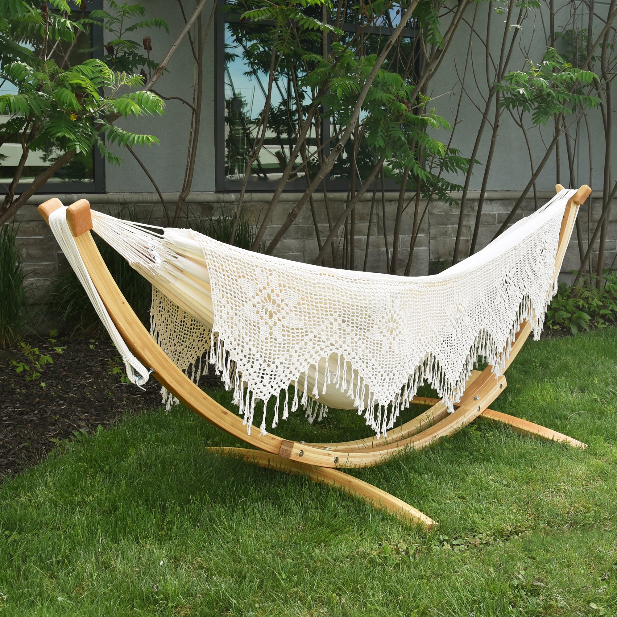 Solid Pine Arc Hammock Stand (305 cm) - Natural