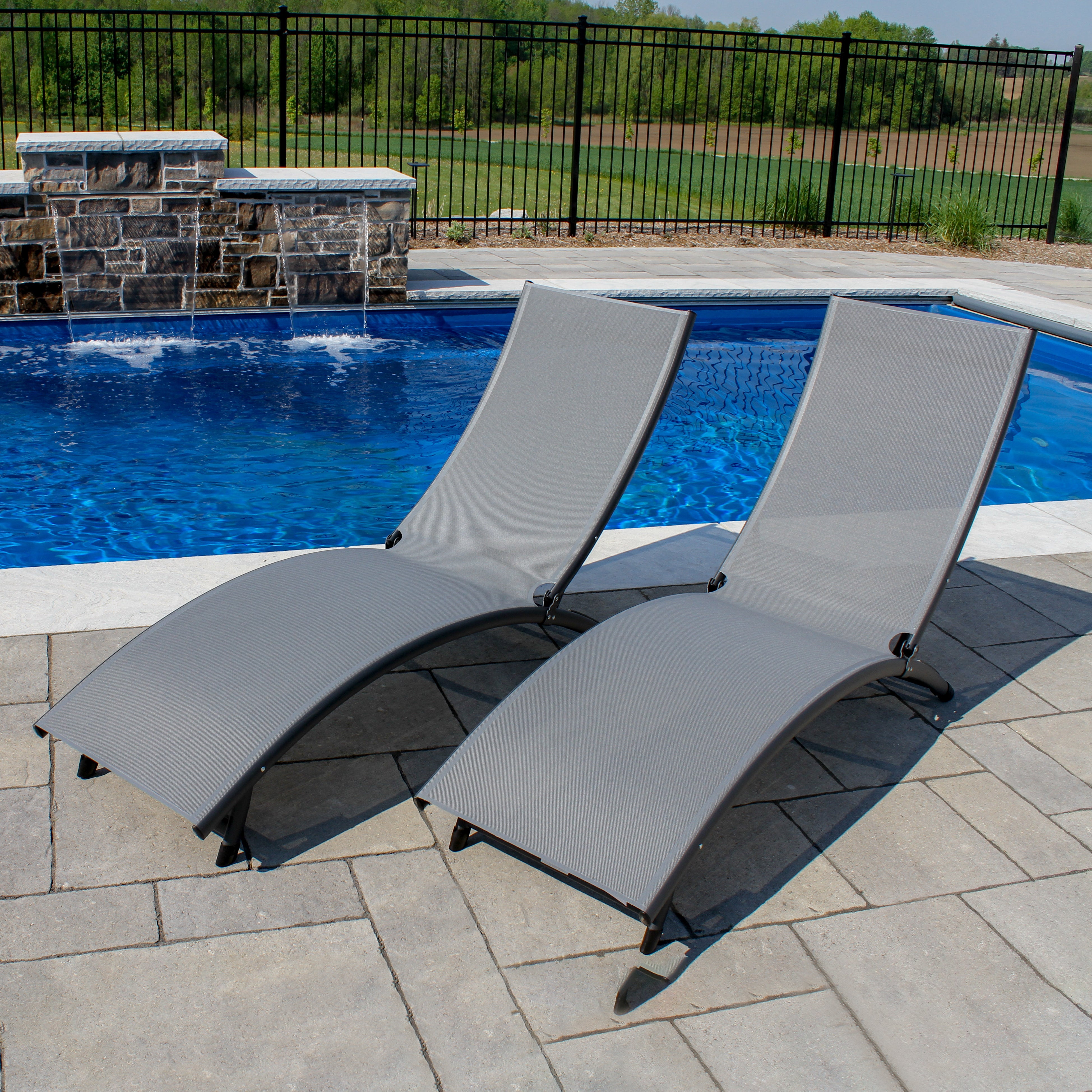 Coral Springs Phifer ® & Aluminum Lounger Set (3pc) - Grey on Matte Black