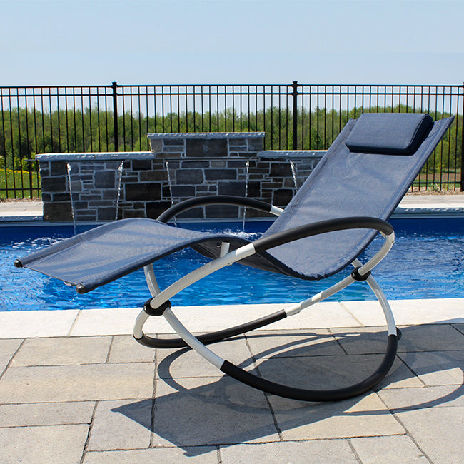Orbital Steel Lounger - Navy & White
