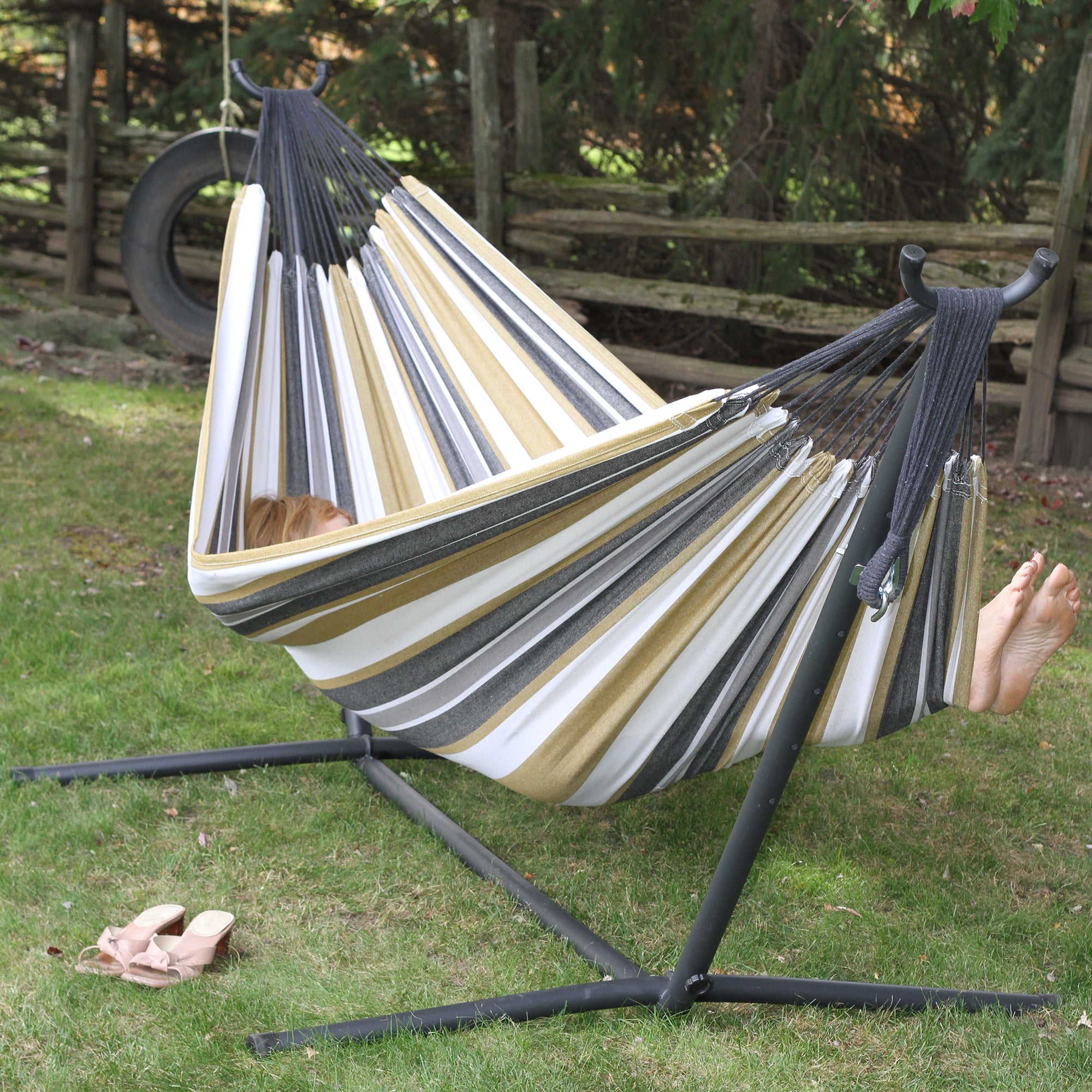 Double Cotton Hammock with Stand (250cm) - Desert Moon