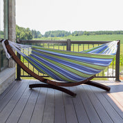 Double Cotton Hammock with Solid Pine Stand (260cm) - Oasis