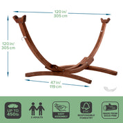 Solid Pine Arc Hammock Stand (305 cm) - Brown
