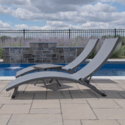 Coral Springs Phifer ® & Aluminum Lounger Set (3pc) - Grey on Matte Black