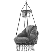 Deluxe Macrame Chair With Fringe - Fog Grey
