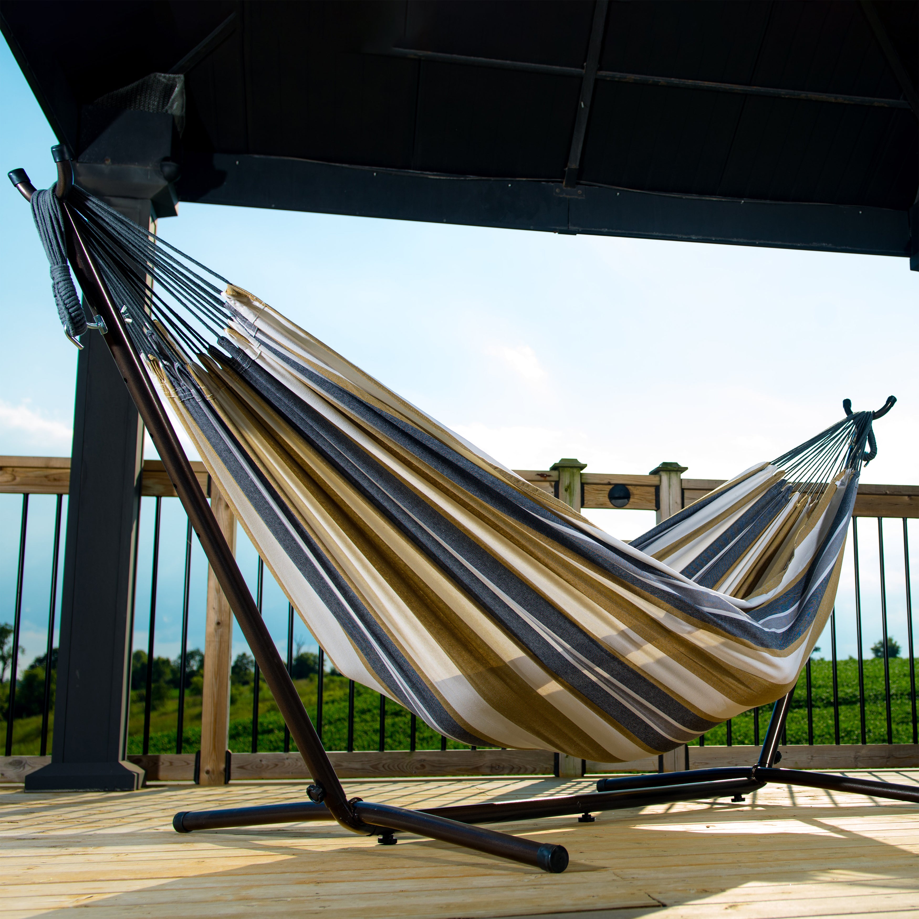 Double Cotton Hammock with Stand (250cm) - Desert Moon