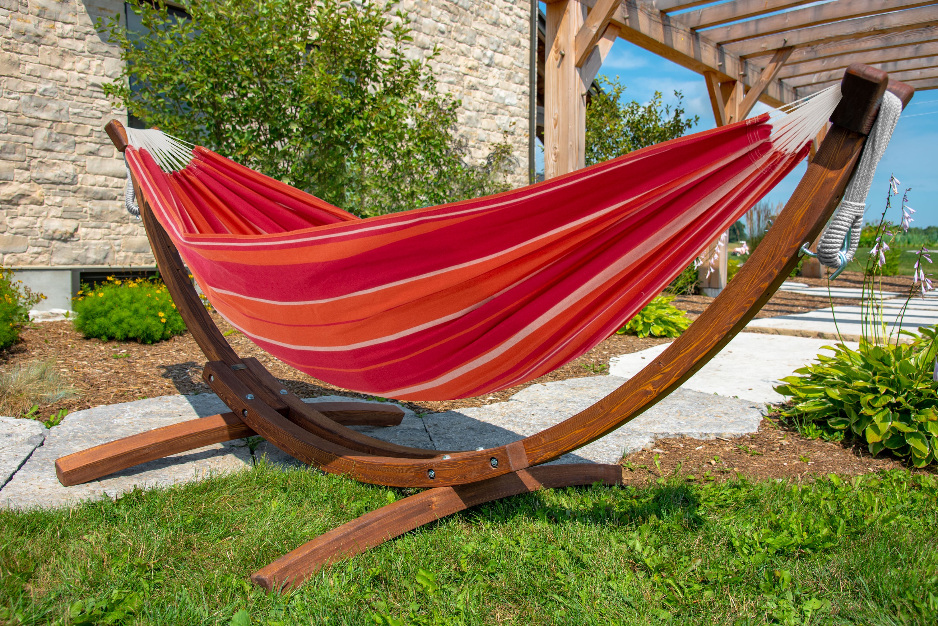 Double Cotton Hammock with Solid Pine Stand (260cm) - Mimosa