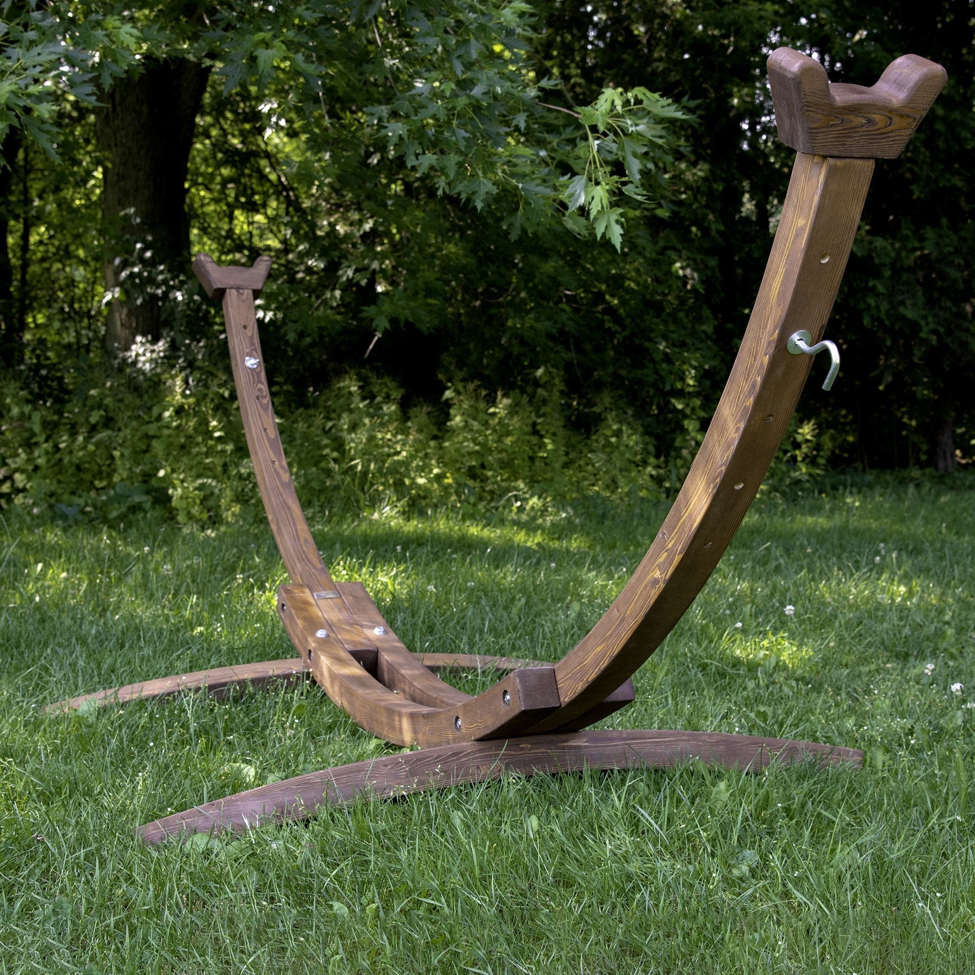 Solid Pine Arc Hammock Stand (305 cm) - Brown