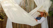 Brazilian Style Cotton Hammock - Natural with Fringe