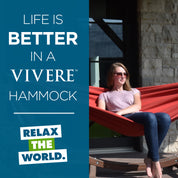 Double Sunbrella® Hammock with Solid Pine Stand (260cm) - Crimson
