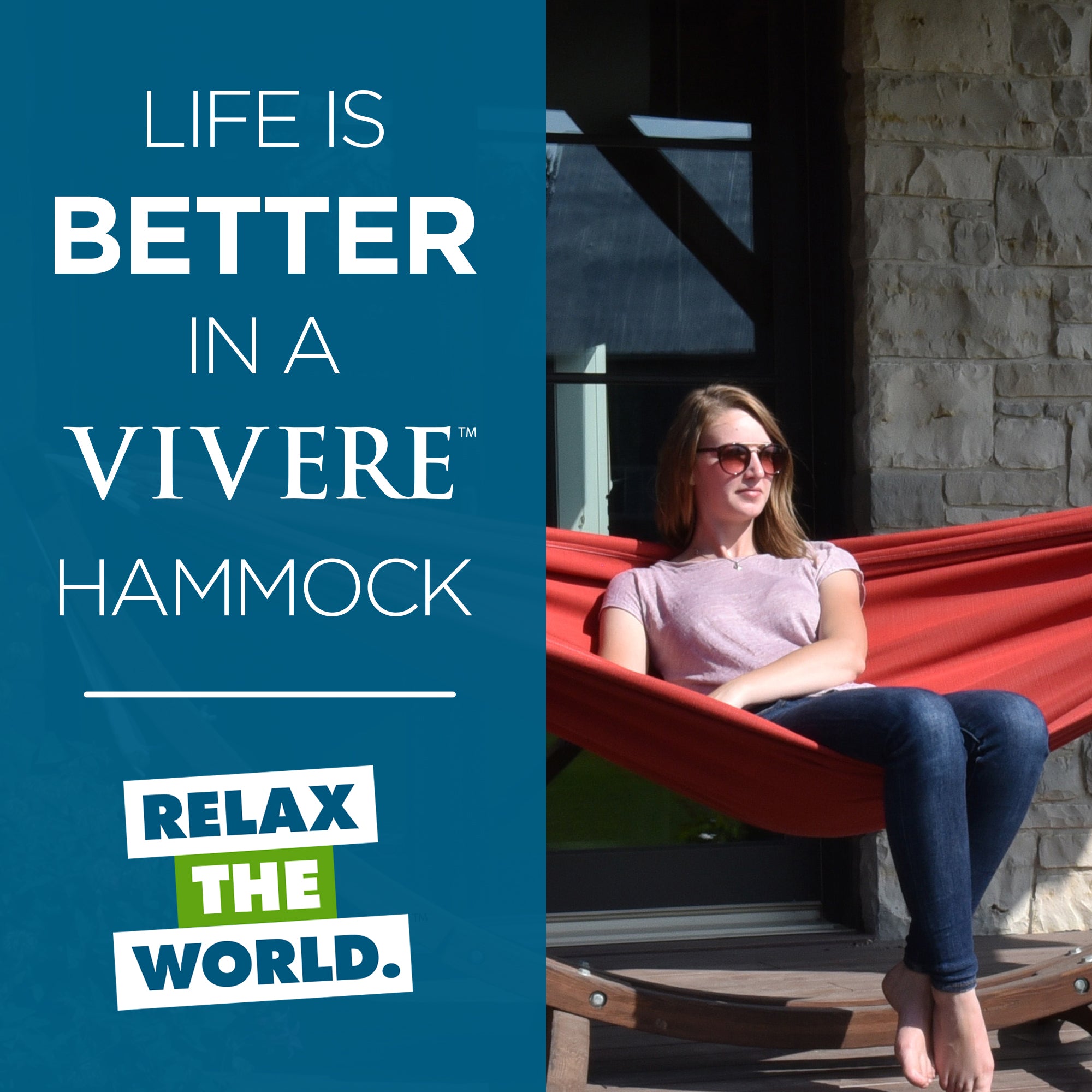 Double Sunbrella® Hammock with Solid Pine Stand (260cm) - Crimson