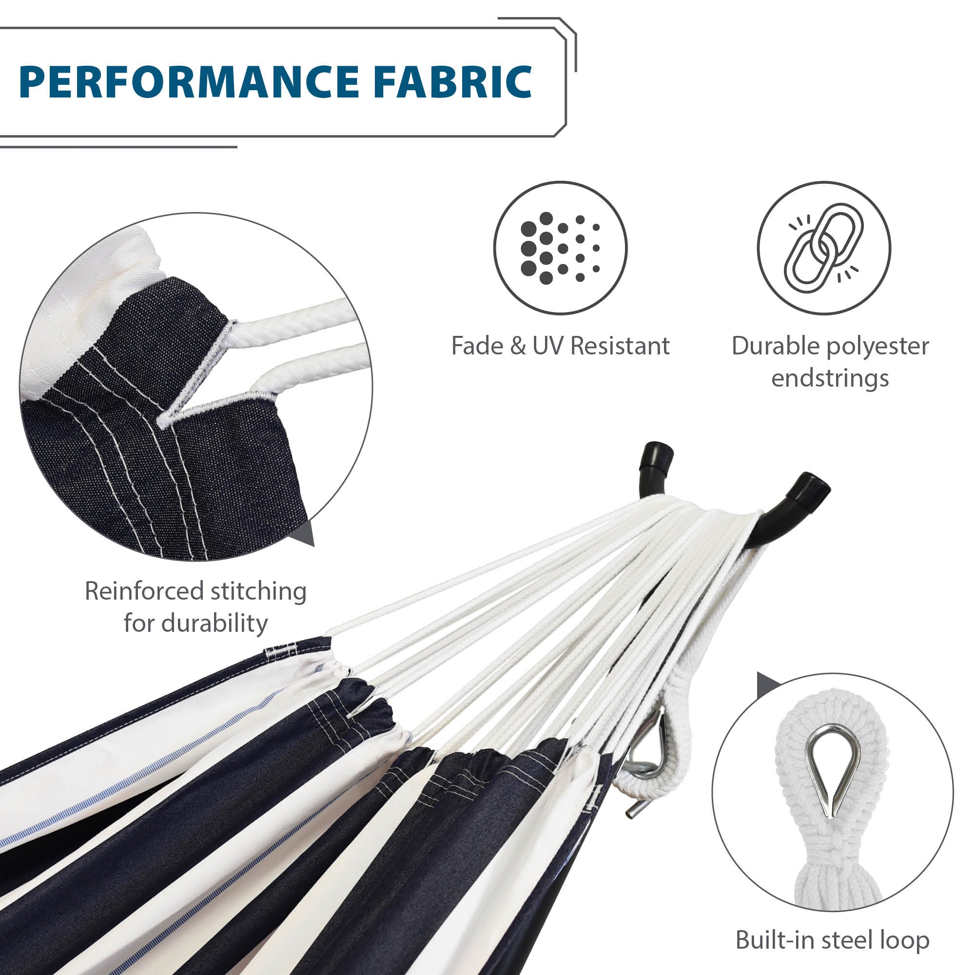 Double Sunbrella® Hammock with Stand (280cm) - Harbor
