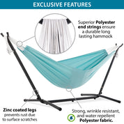 Double Polyester Hammock with Stand (280cm) - Aqua