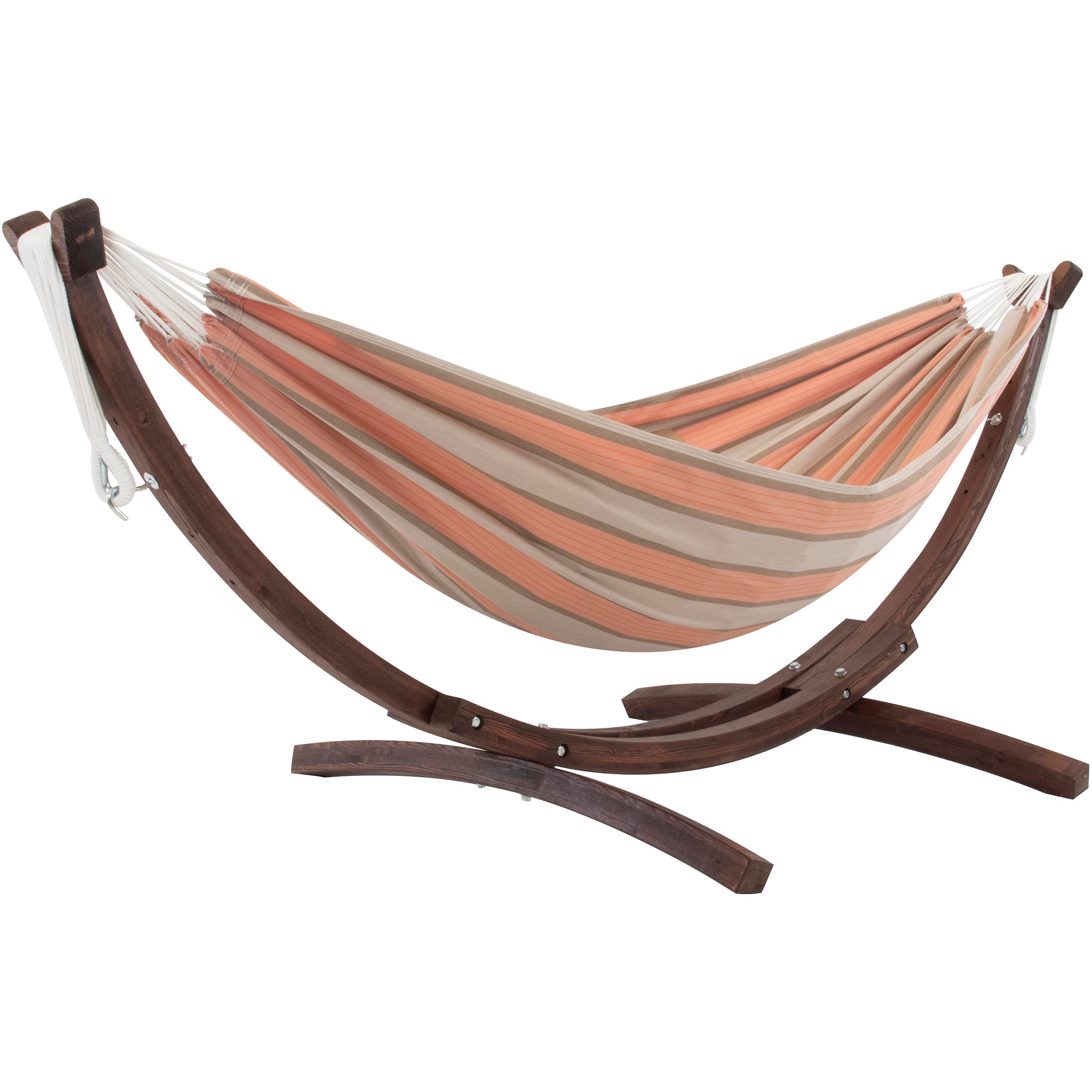 Double Sunbrella® Hammock with Solid Pine Stand (260cm) - Cameo