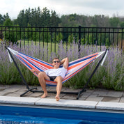 Double Cotton Hammock with Stand (250cm) - Orange Punch
