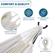 Double Cotton Hammock with Solid Pine Stand (260cm) - Tropical