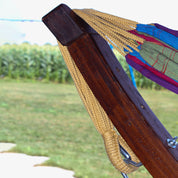 Double Cotton Hammock with Solid Pine Stand (260cm) - Tropical