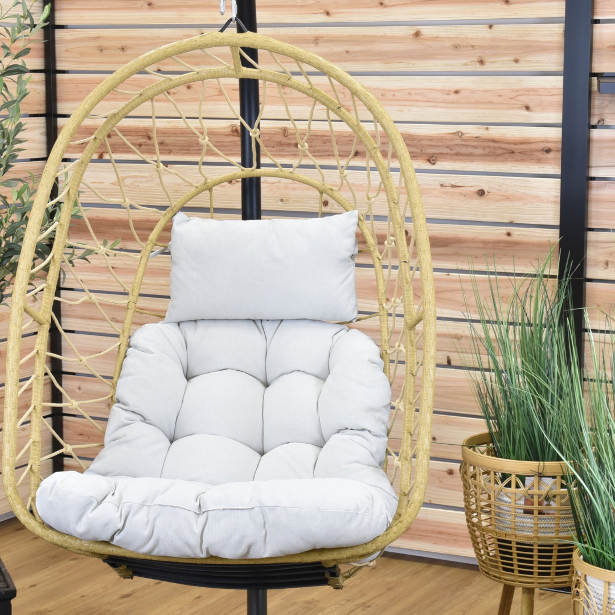 Deluxe Nest Chair with Phifer Geobella® Cushion & Steel Stand - Cappuccino