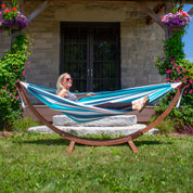 Double Sunbrella® Hammock with Solid Pine Stand (260cm) - Token Surfside