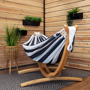 Double Sunbrella® Hammock with Solid Pine Stand (260cm) - Harbor