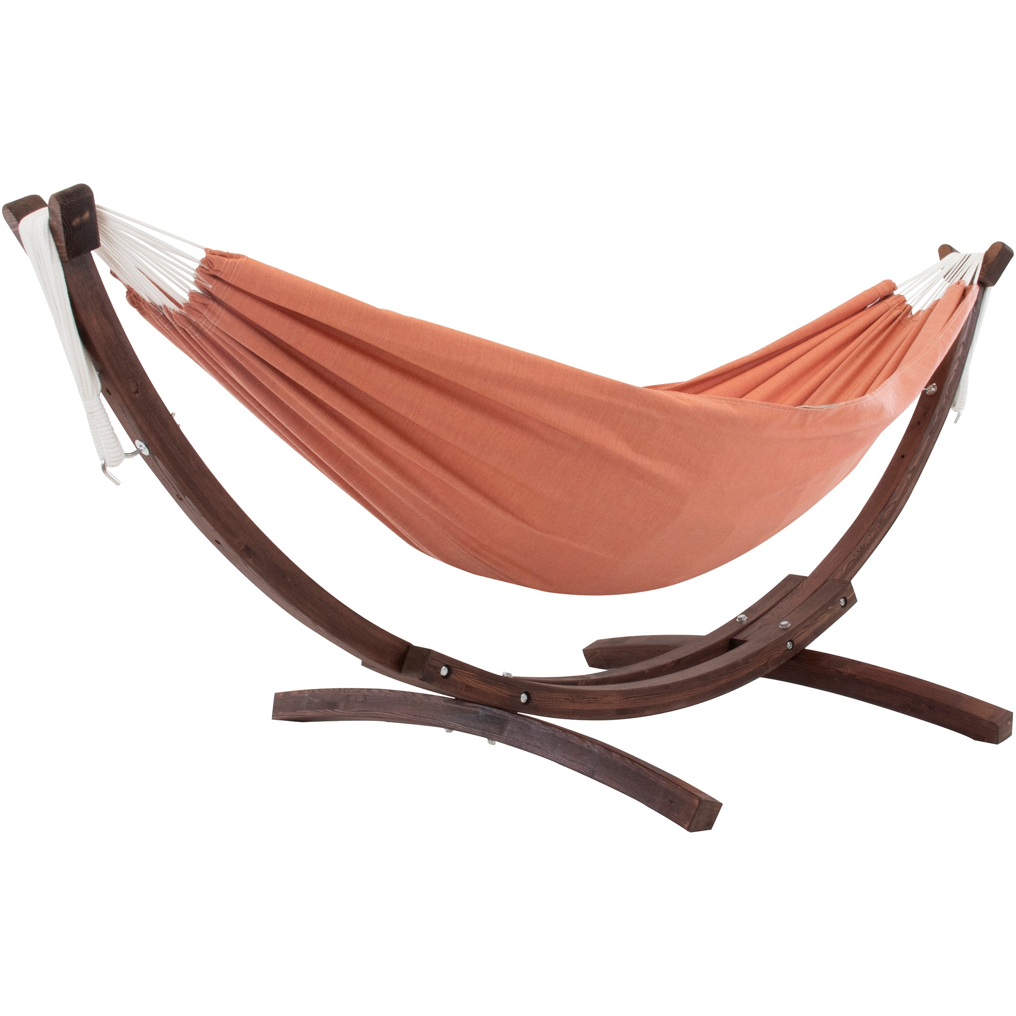 Double Sunbrella® Hammock with Solid Pine Stand (260cm) - Coral