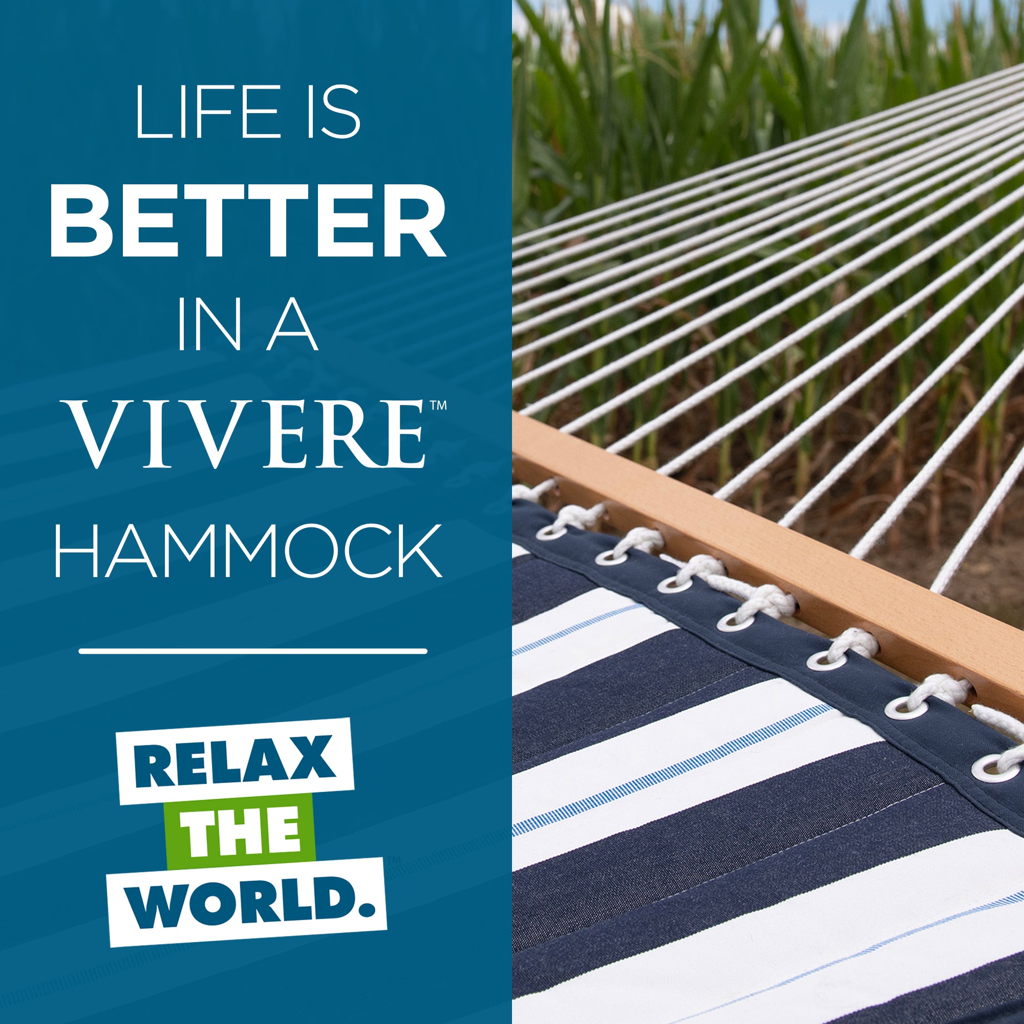 Sunbrella Quilted Spreader Bar Hammock (Double) - Harbor