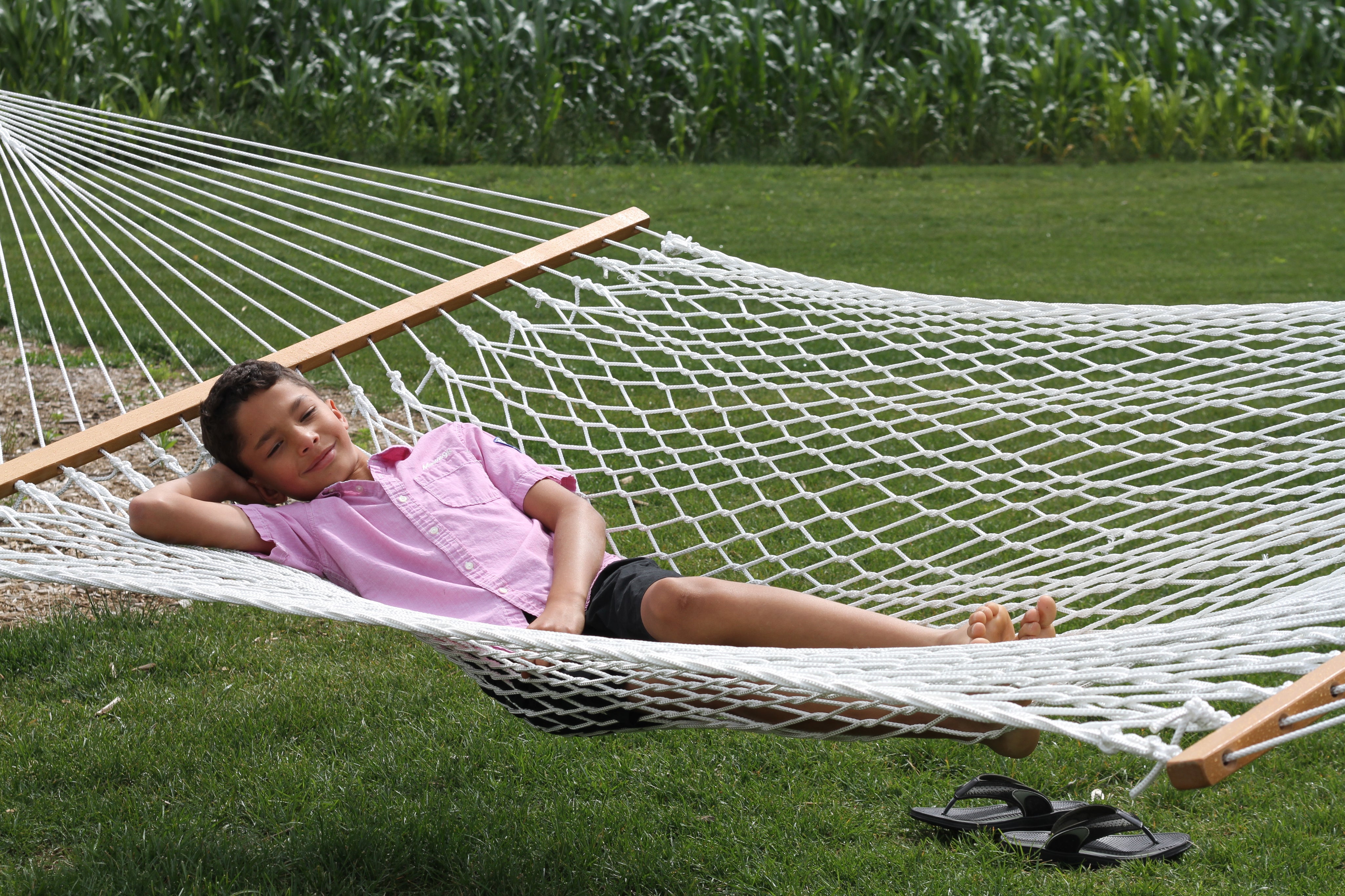 Cotton Rope Spreader Bar Hammock - Natural
