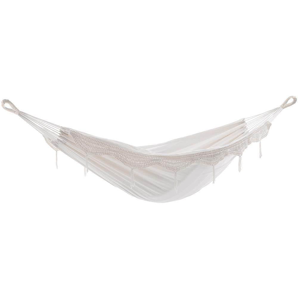 Brazilian Style Cotton Hammock - Natural with Fringe