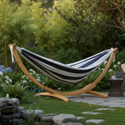 Double Cotton Hammock with Solid Pine Stand (260cm) - Harbor