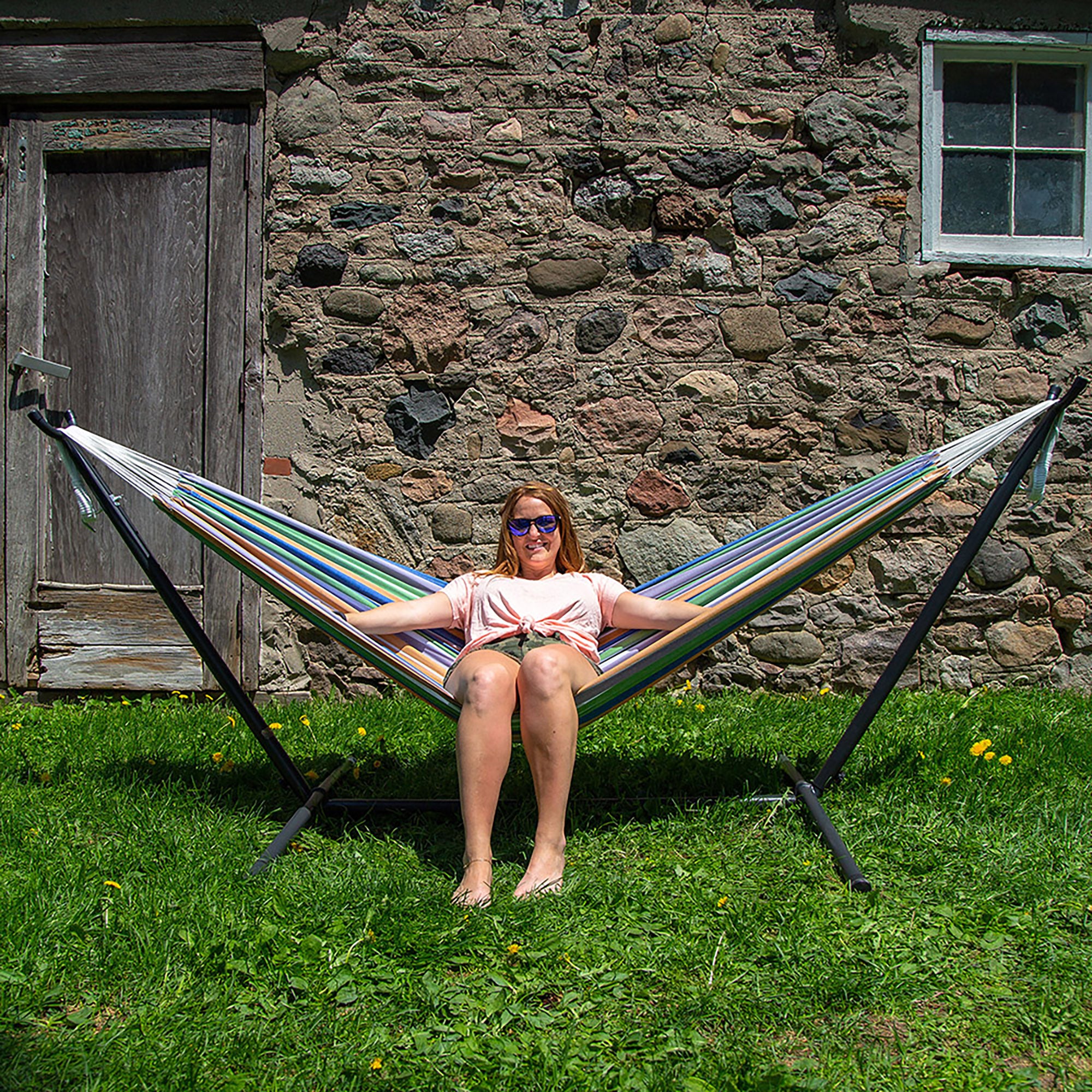 Double Cotton Hammock with Stand (250cm) - Retro
