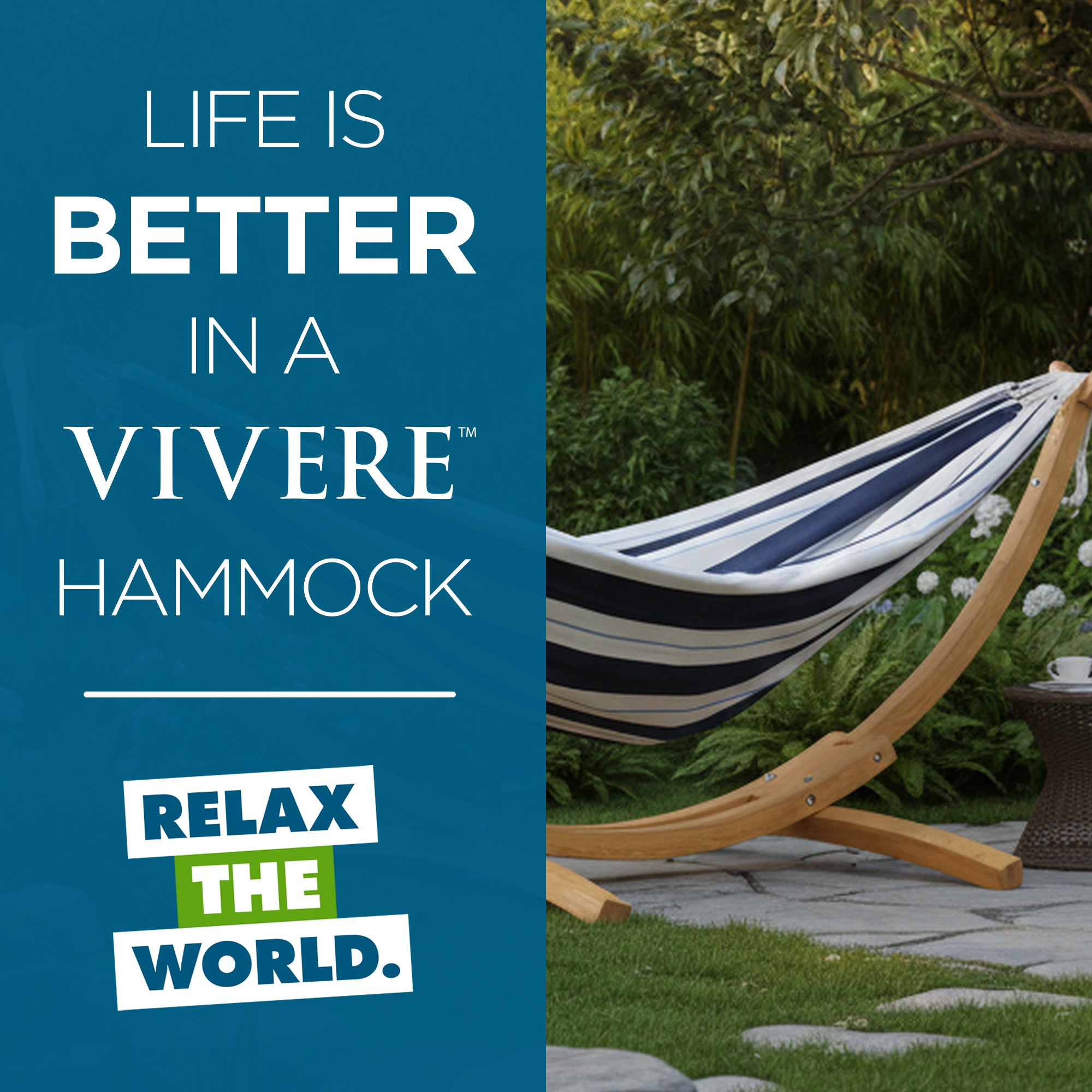 Double Cotton Hammock with Solid Pine Stand (260cm) - Harbor