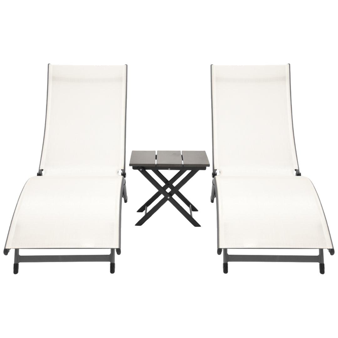 Coral Springs Phifer ® & Aluminum Outdoor Lounger Set (3pc) - Pearl  (pool lounge)