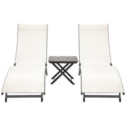 Coral Springs Phifer ® & Aluminum Outdoor Lounger Set (3pc) - Pearl  (pool lounge)