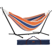Double Cotton Hammock with Stand (250cm) - Orange Punch