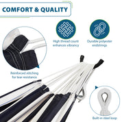 Double Cotton Hammock with Solid Pine Stand (260cm) - Harbor