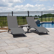 Coral Springs Phifer¬Æ & Aluminum Lounger Set (3pc) - Grey on Matte Black