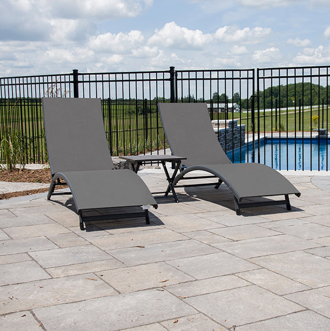 Coral Springs Phifer¬Æ & Aluminum Lounger Set (3pc) - Grey on Matte Black