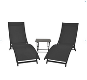 Coral Springs Phifer¬Æ & Aluminum Lounger Set (3pc) - Charcoal Black