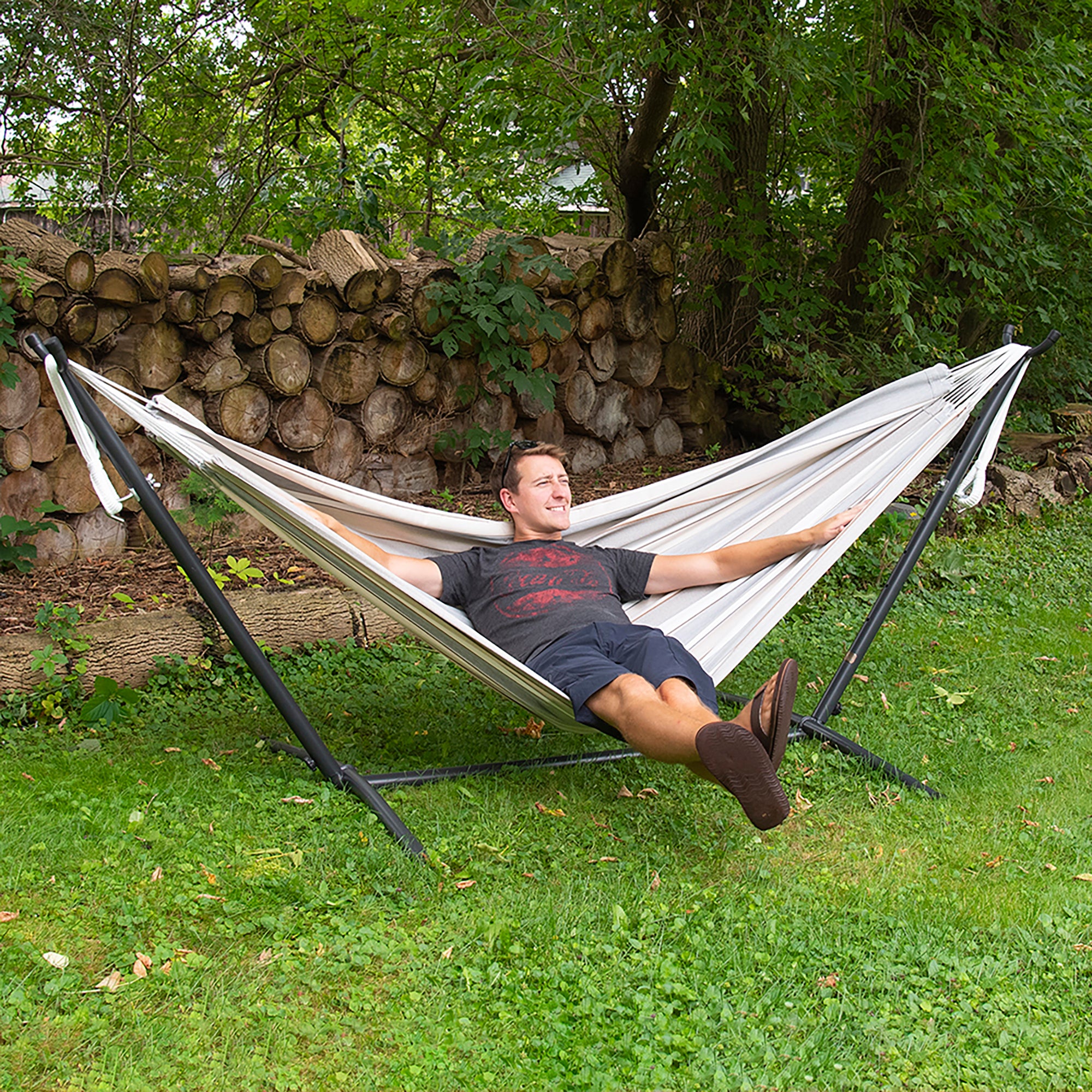 Double Sunbrella® Hammock with Stand (280cm) - Dove