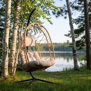 Deluxe Nest Chair with Phifer Geobella® Cushion & Steel Stand - Cappuccino