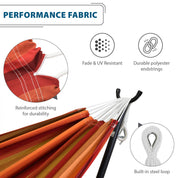 Double Sunbrella® Hammock with Solid Pine Stand (260cm) - Sunset