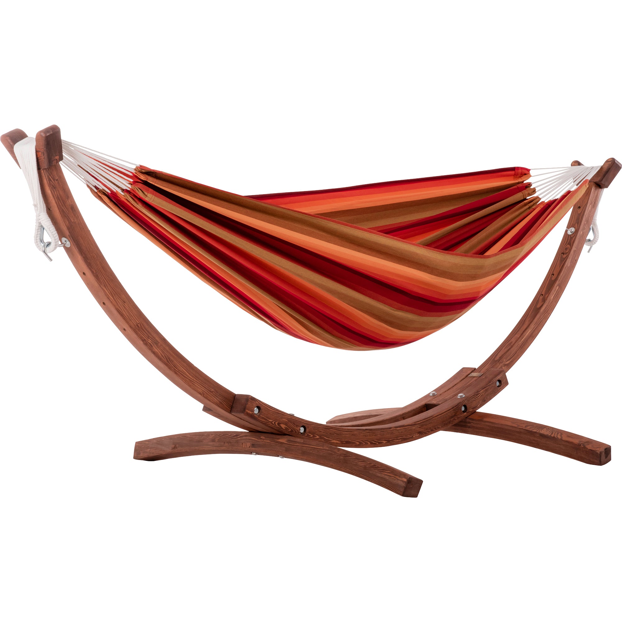 Double Sunbrella® Hammock with Solid Pine Stand (260cm) - Sunset