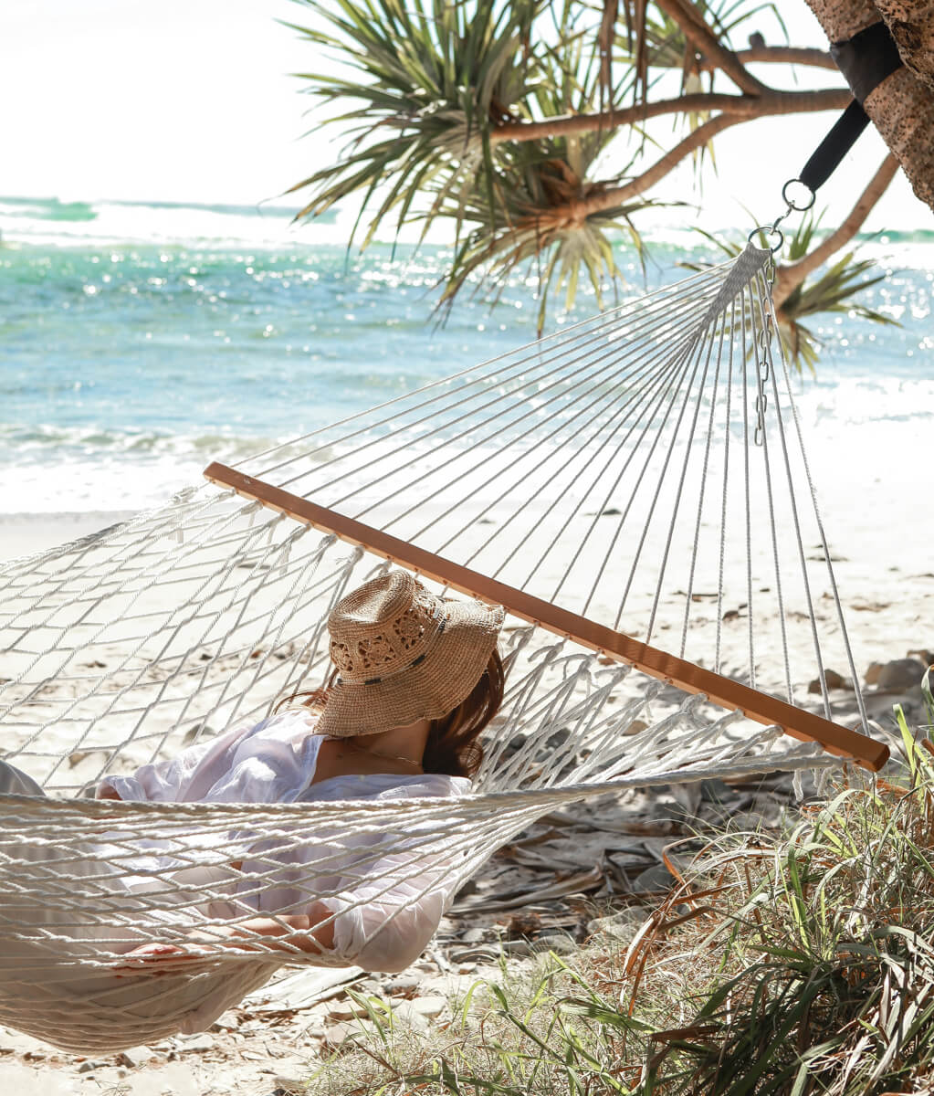 Polyester Rope Spreader Bar Hammock  - White