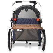 Wike Premium Double Children's Bike Trailer with Stroller & Jogging Kit - Navy & Brown