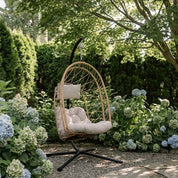 Deluxe Nest Chair with Phifer Geobella® Cushion & Steel Stand - Cappuccino