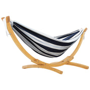 Double Cotton Hammock with Solid Pine Stand (260cm) - Harbor
