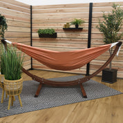 Double Sunbrella® Hammock with Solid Pine Stand (260cm) - Coral