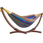 Double Cotton Hammock with Solid Pine Stand (260cm) - Tropical
