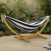 Double Cotton Hammock with Solid Pine Stand (260cm) - Harbor