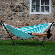 Double Polyester Hammock with Stand (280cm) - Aqua