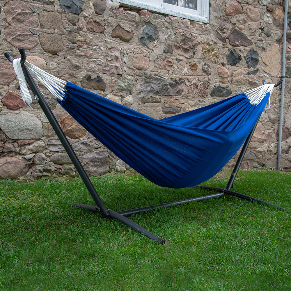 Double Polyester Hammock with Stand Royal Blue